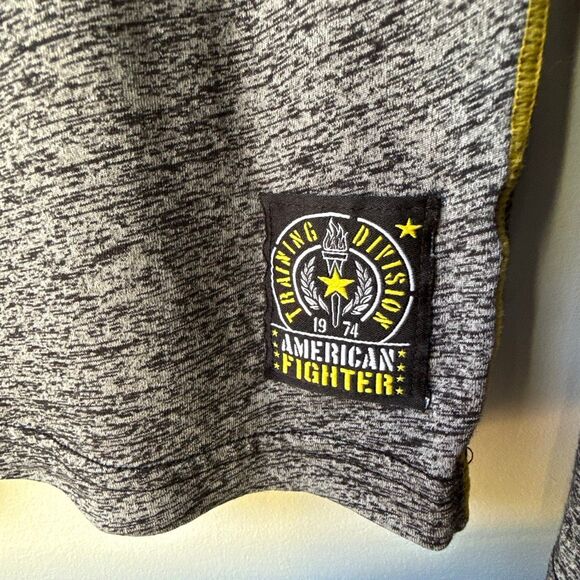America fighter by Affliction mens burnout graphic t shirt size large gray yello - Picture 3 of 10